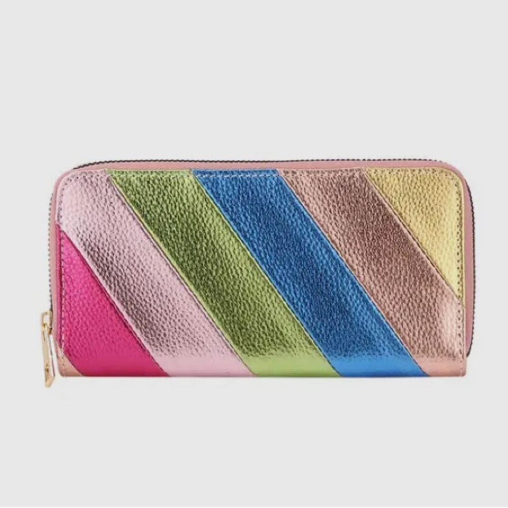 Beautiful rainbow metallic women’s long wallet!